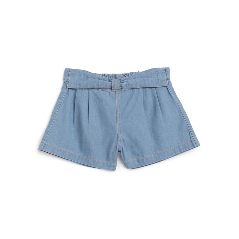 Girls Medium Light Blue Solid Shorts image number null
